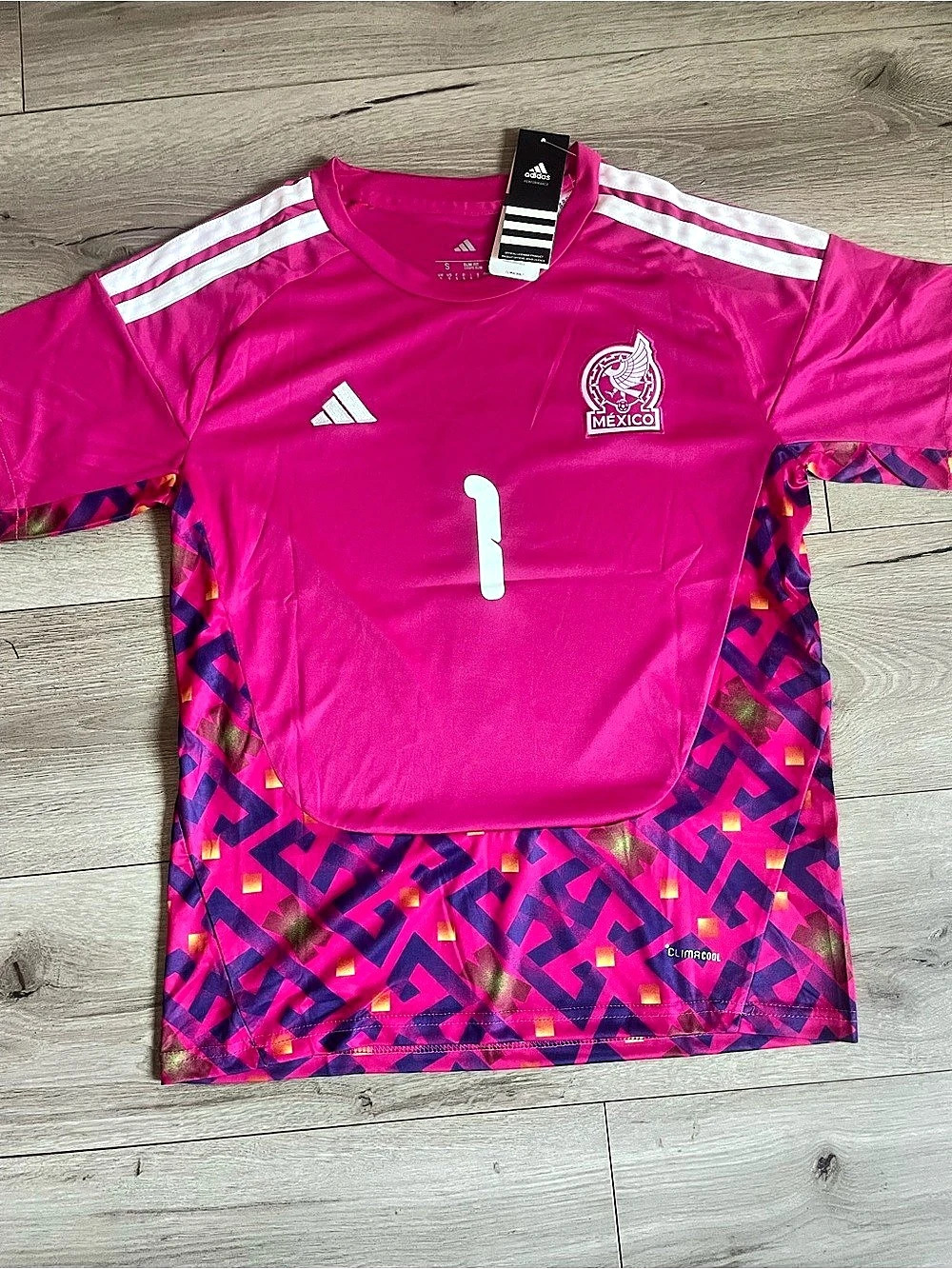 adidas Mexico Soccer Jersey Pink & White Raul Rangel